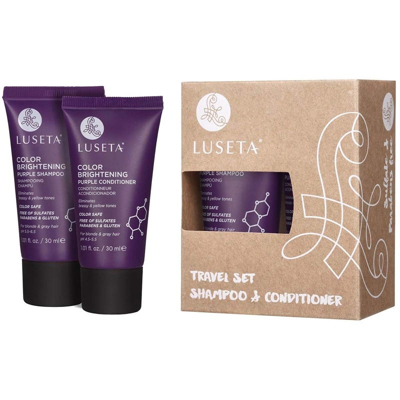 L LUSETA Luseta Color Brightening Purple Shampoo and Conditioner Travel Kit for Blonde and Gray Hair -Infused with Cocos Nucifera Oil to Help Nourish, Moisturize and Condition Hair, 2x1.01oz - Image 2